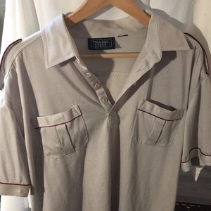 Walnut Creek Grey polo with red accents. Size L